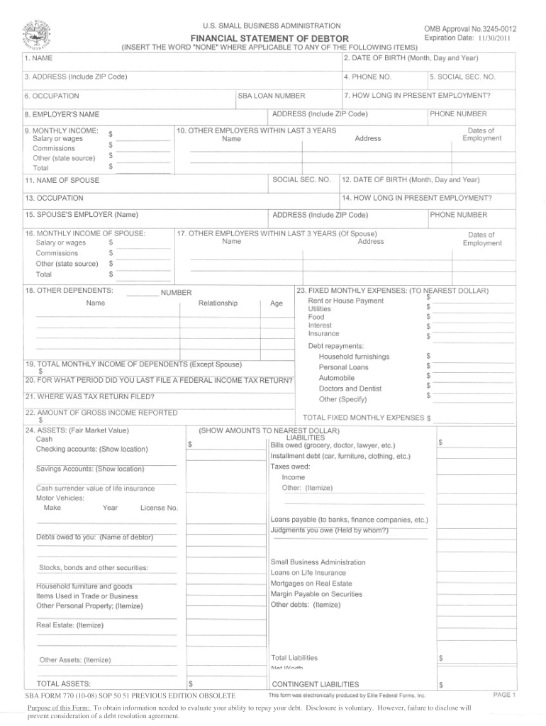  Sba Form 770 2008