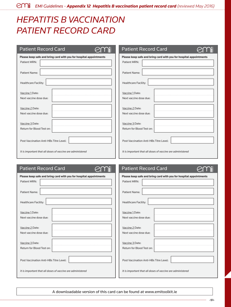 Hepatitis B Vaccination Record  Form