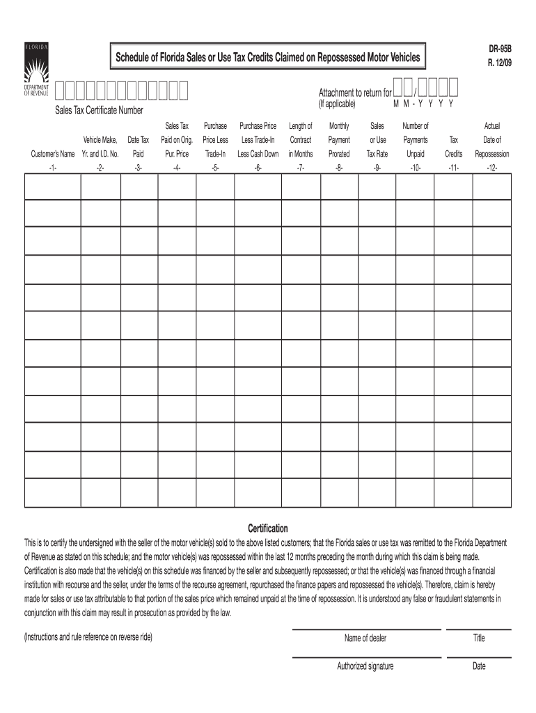  Florida Claimed  Form 2009