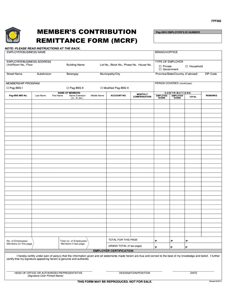  Pag Ibig Contribution Form 2011-2024