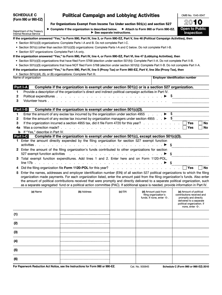 2010 Schedule C (990 form)