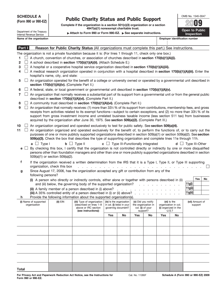 2009 Schedule A (990 form)