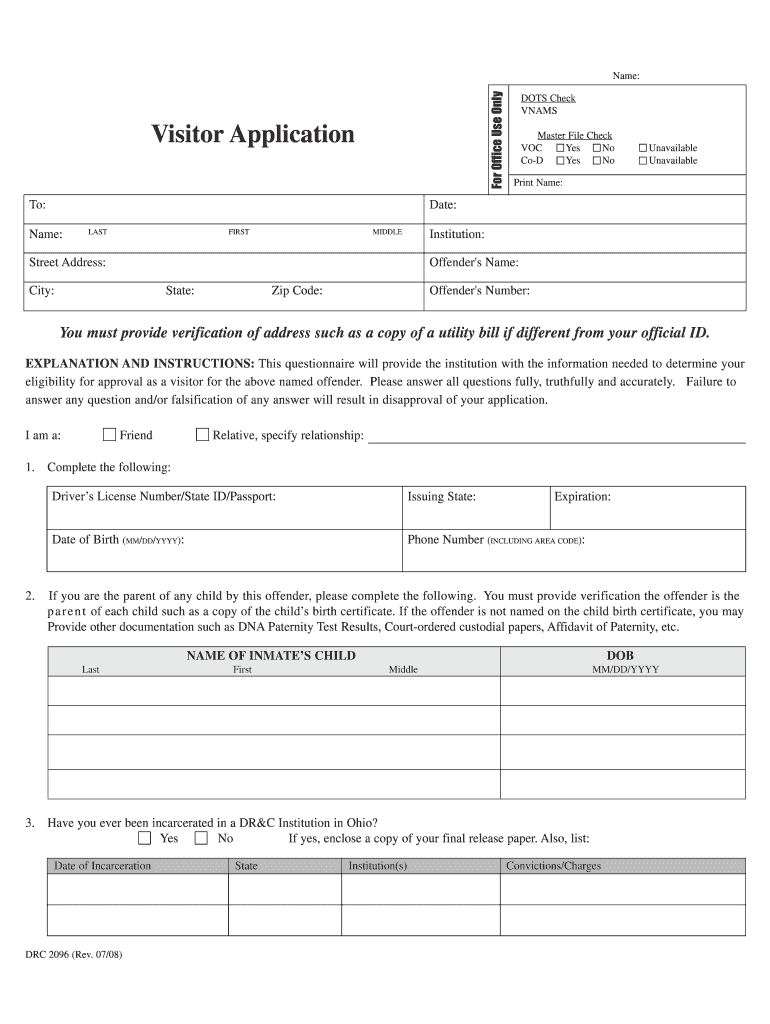 Odrc Visitation Form