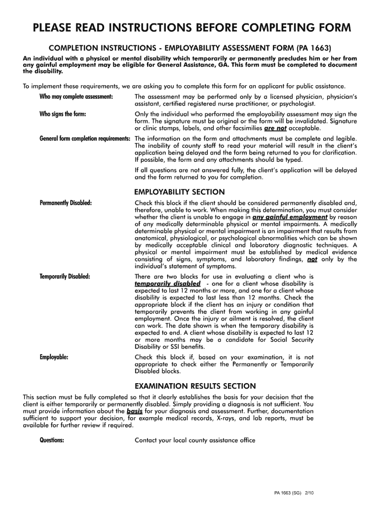  Pa 1663 Form 2010-2024