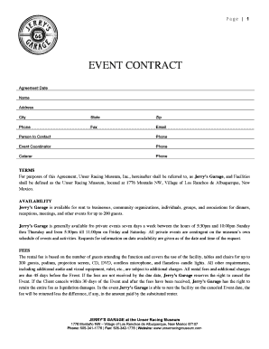 Event Contract Template  Form