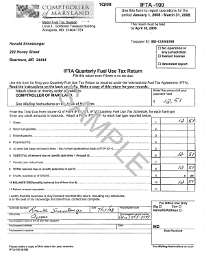 Maryland Ifta  Form