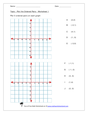 Ordered Pair Worksheet PDF  Form