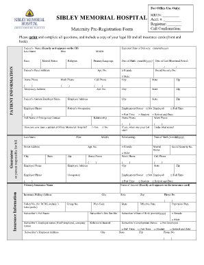 Sibley Memorial Maternity  Form