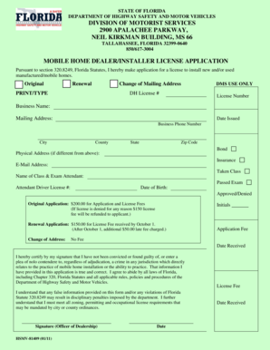  Mobile Home Dealer Installer License Application Department of Flhsmv 2011