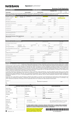 Nissan Business Credit Application  Form