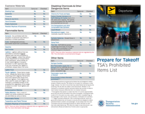 Tsa Prohibited Items List  Form