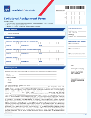 Collateral Assignment Form AXA Axa Com