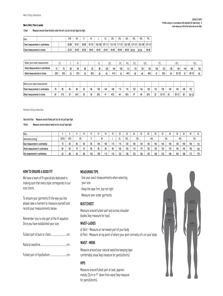 Sign Size Chart Form - Fill Out and Sign Printable PDF Template | signNow