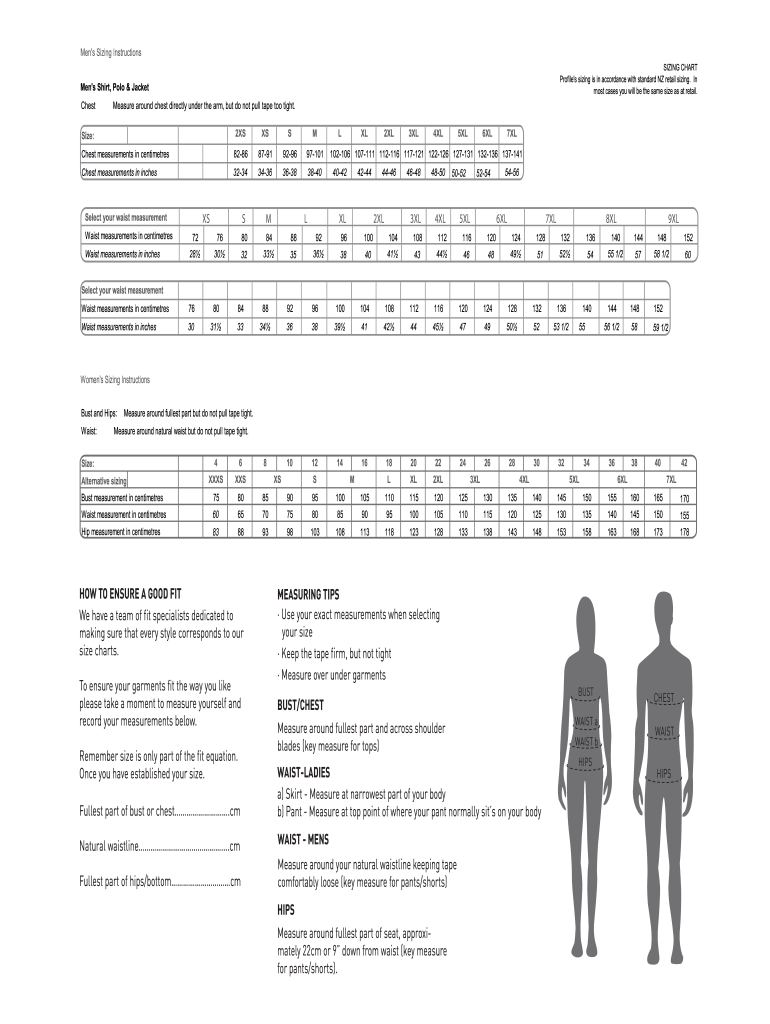 Size Chart  Form