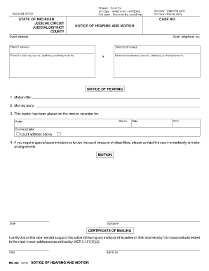 Notice of Hearing  Form