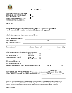 Affidavit of Civil Status  Form