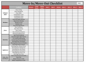 Move in Checklist House  Form