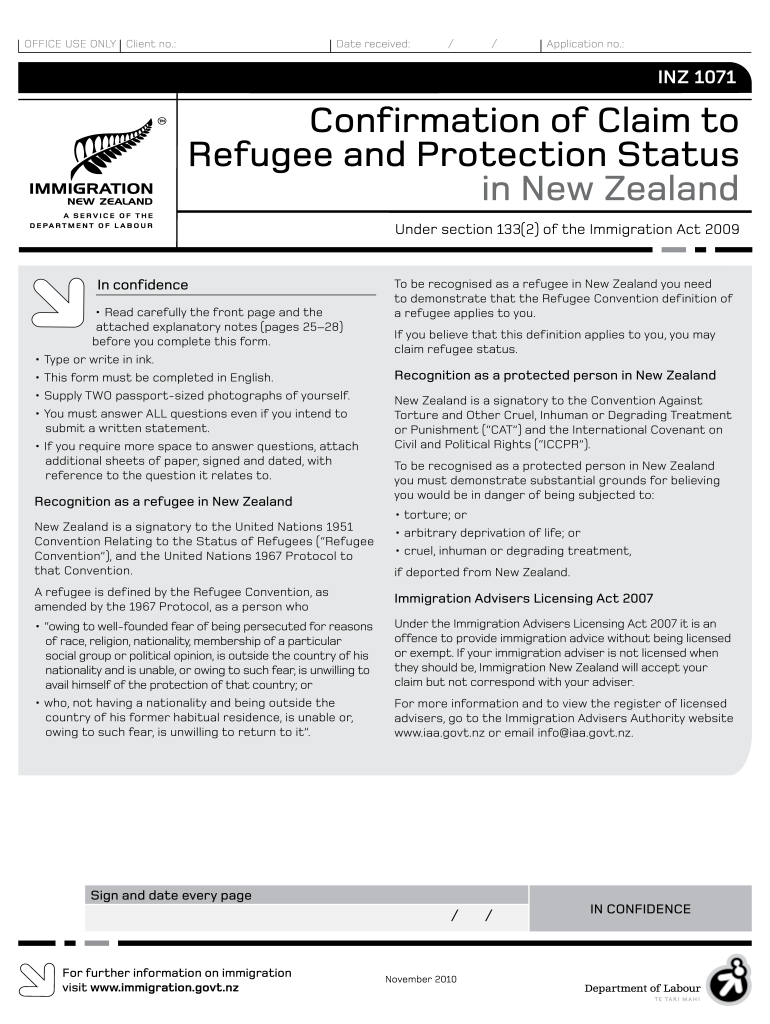  Confirmation of Claim to Immigration Govt 2010-2024