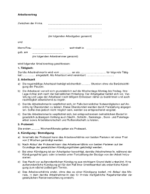 Vollzeitarbeitsvertrag  Form