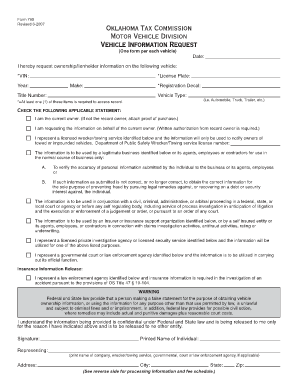 Oklahoma Tax Commission Motor Vehicle Division Vehicle Pwof  Form