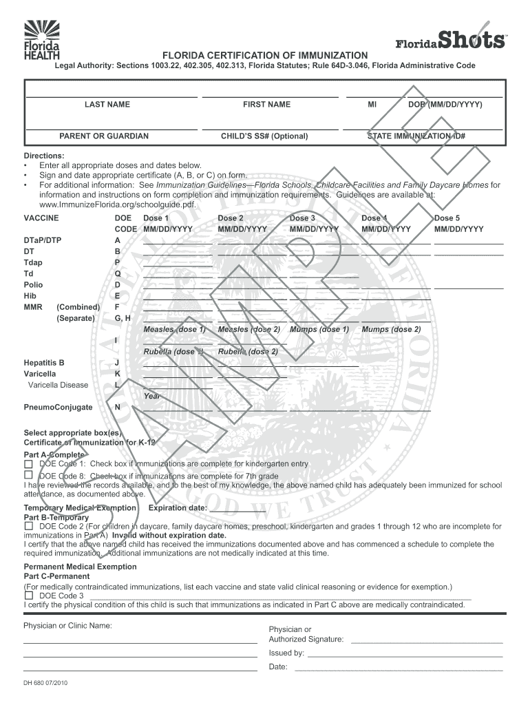 Vaccine Exemption Form Florida Fill Out and Sign Printable PDF