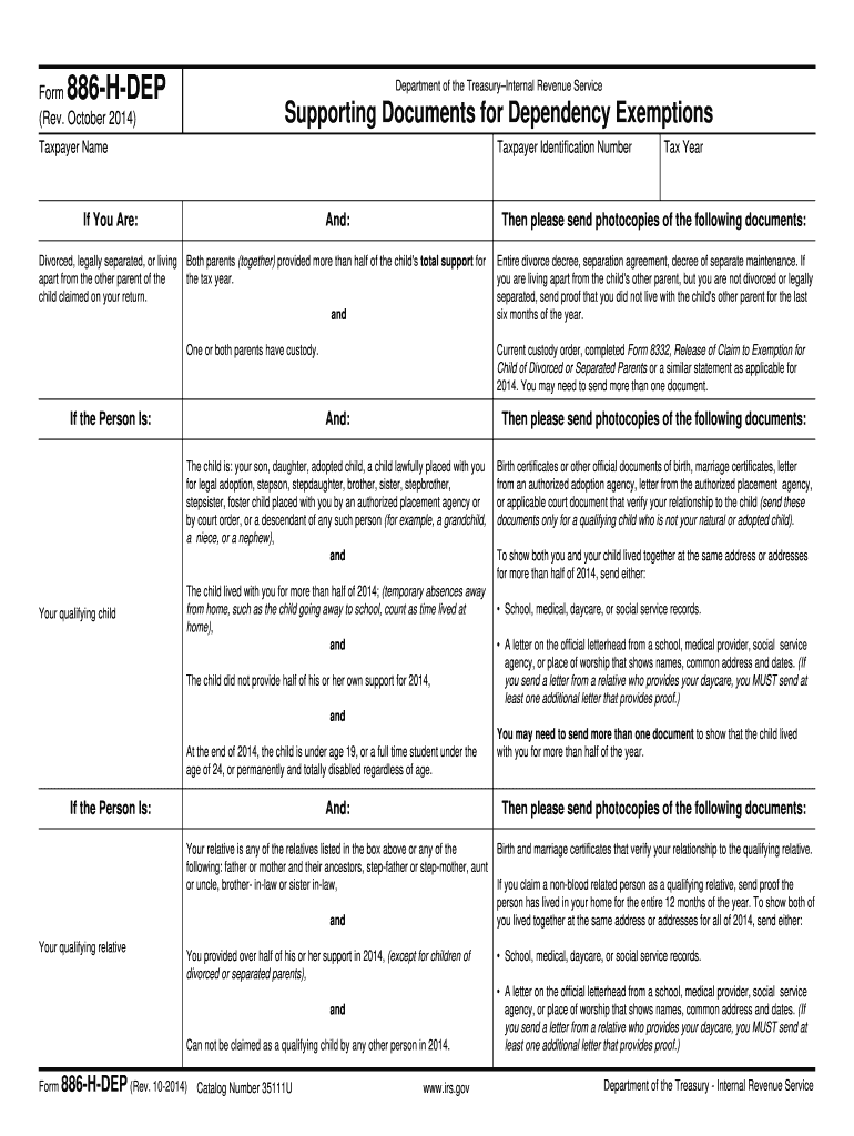  886 Form 2014