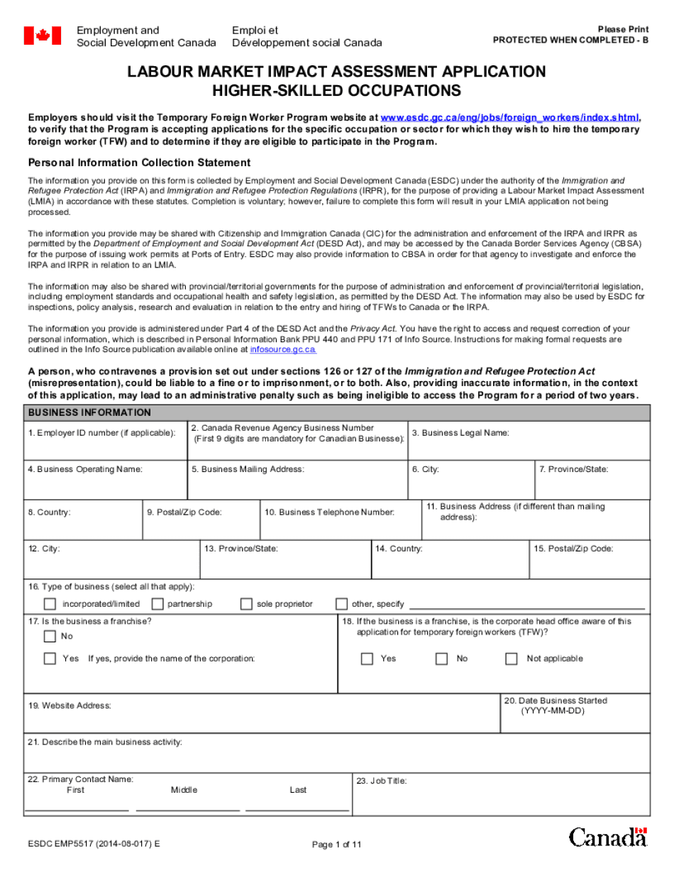 Lmia Form PDF 2014-2024