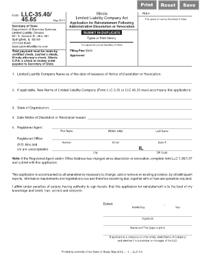 Form 3540 Llc Illinois