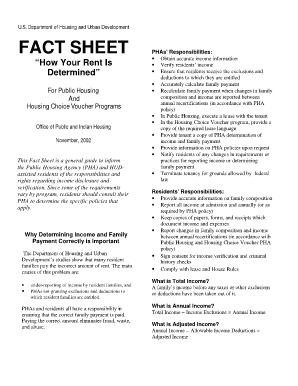 Fact Sheet How Your Rent is Determined  Form