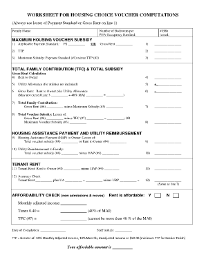 Rent Burden Worksheet  Form