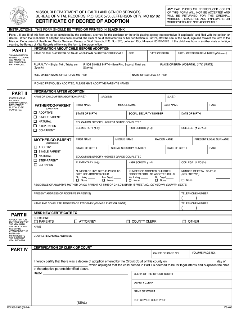 Missouri Stepparent Adoption Forms