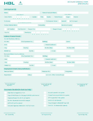 Hbl Account Opening Form
