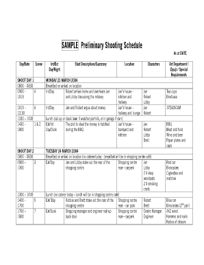 Preliminary Schedule Example  Form