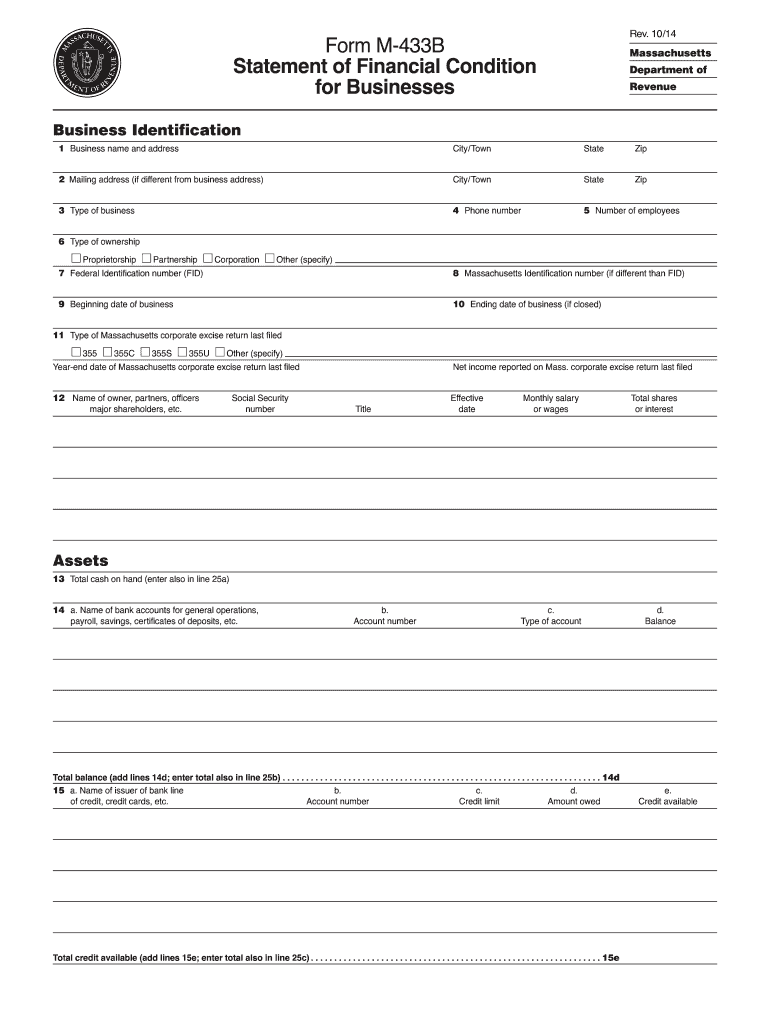  How to Fill Form M 433b Masschusetts 2014-2024