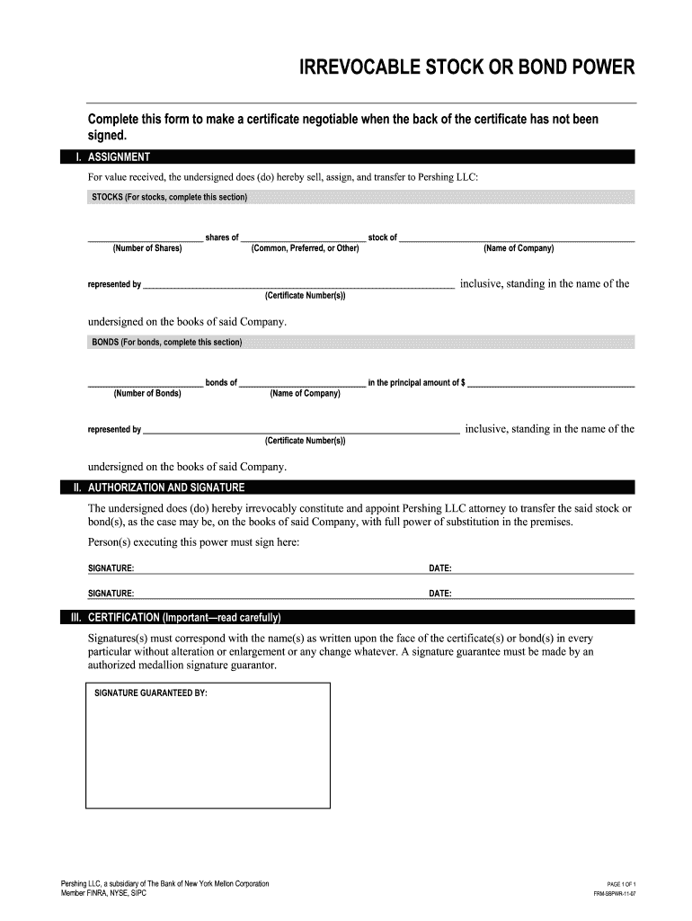 Stock Power Form Example