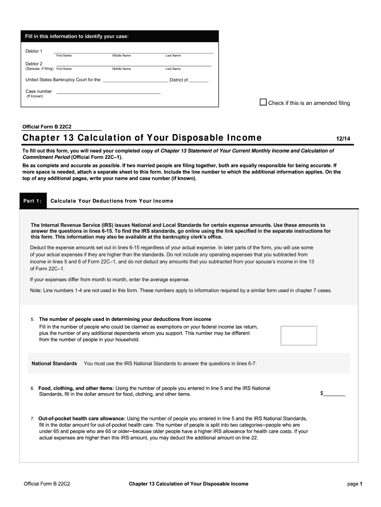 Official Disposable Income  Form