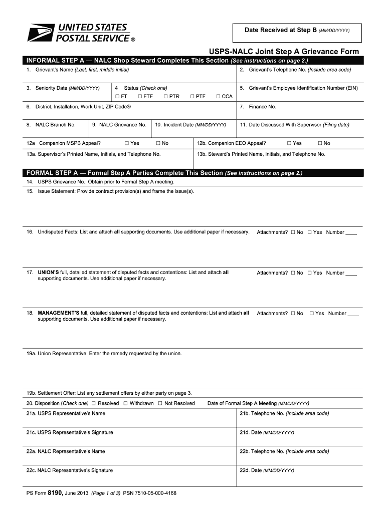 Ps Form 8190