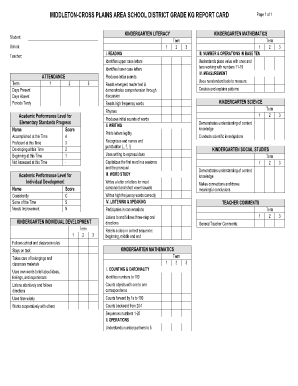 Report Card Sample  Form