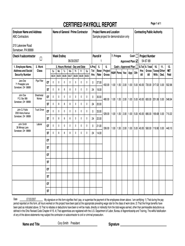 Certified Payroll  Form