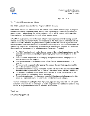 Fpl Medical Essential Program  Form