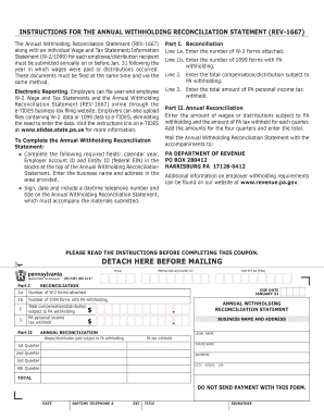 Instructions for the Annual Withholding Reconciliation Statement  Form