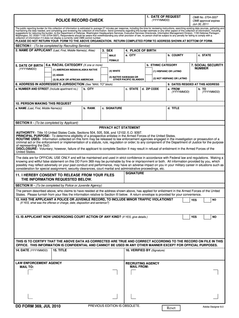 Dd 369  Form