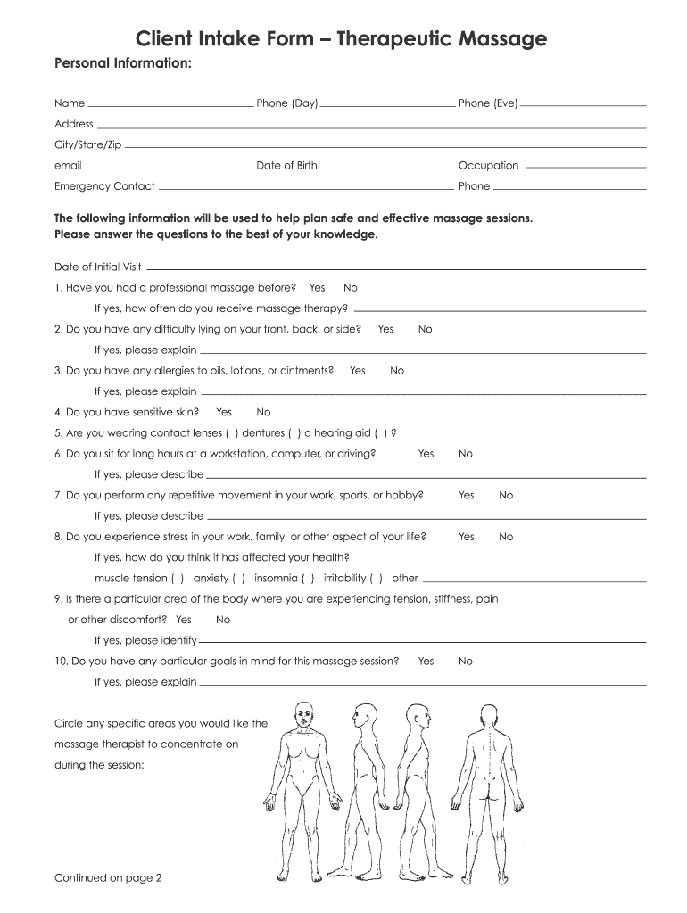 Massage Client Intake Form