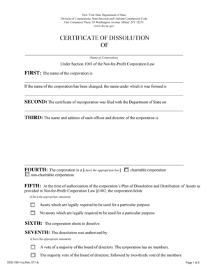 Certificate of Dissolution Form