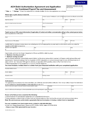 ACH Debit Authorization Agreement and Application Oregon Gov Oregon  Form