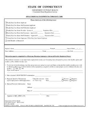 State of Ct Adult Medical Forms