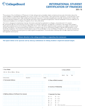 Certification of Finances  Form