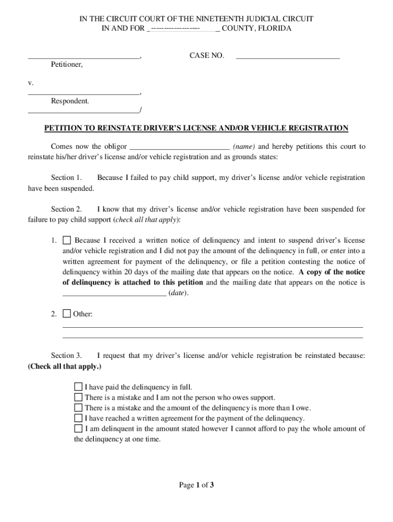 Motion to Contest Driver's License Suspension  Form