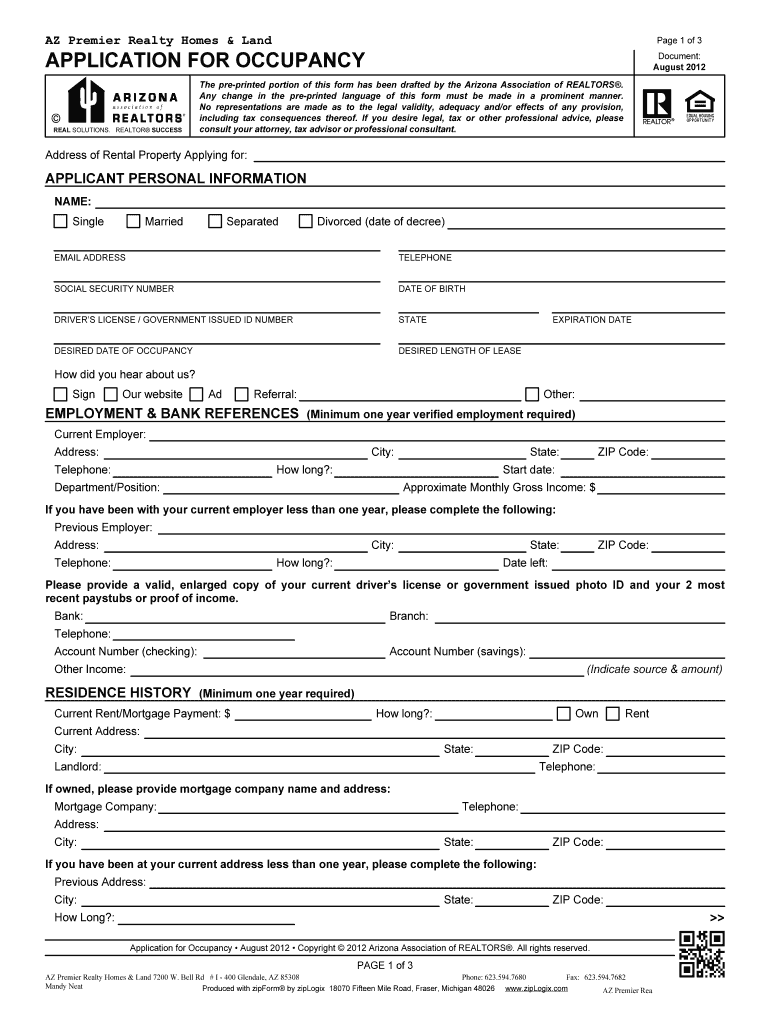 Aar Rental Application  Form