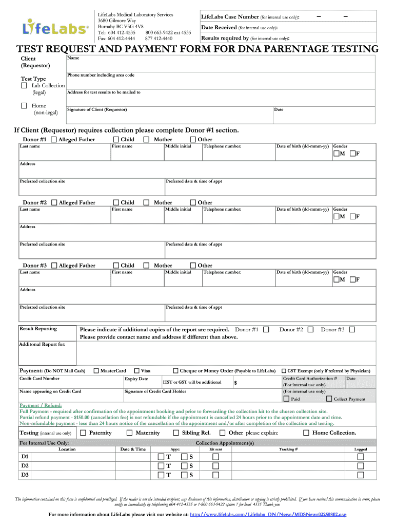 Dna Test Form PDF